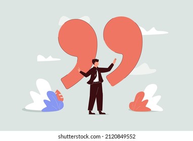 Business Motivation Speech, Pep Talk Abstract Vector Concept. Symbol Of Quote, Message, Announcement. Minimal Eps10 Illustration. Public Speaker. A Businessman Giving A Speech. Motivational, Citation