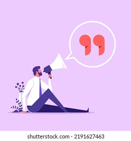 Business motivation speech, pep talk abstract vector concept. Symbol of quote, message, announcement, businessman giving a speech