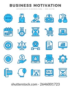 Business Motivation Two Color icons collection. 25 icon set in a Two Color design.