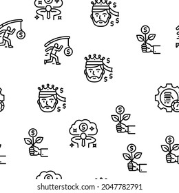 Business Motivation Vector Seamless Pattern Thin Line Illustration