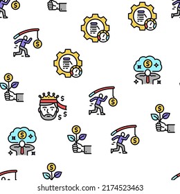 Business Motivation Vector Seamless Pattern Thin Line Illustration