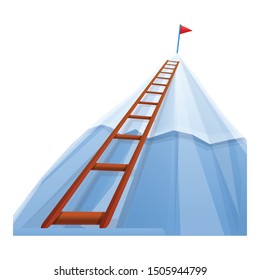 Business mountain target icon. Cartoon of business mountain target vector icon for web design isolated on white background