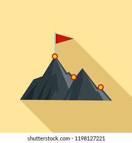 Business mountain target icon. Flat illustration of business mountain target vector icon for web design