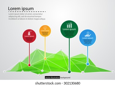 Business mountain timeline infographics. Vector illustration.