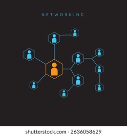 Business Multi stakeholder network symbol on black color background