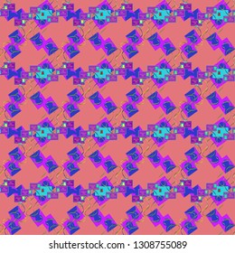 Business multicolor seamless pattern badge with ribbon.