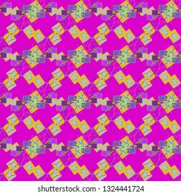 Business multicolor seamless pattern badge with ribbon.