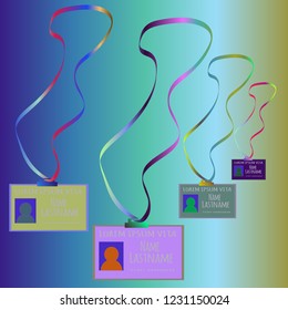 Business multicolor suite badge with tape.