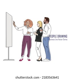 Business multinational People. Vektorgrafik verschiedener Rassen.
Die Leute ziehen Zeichenvektorgrafik an.