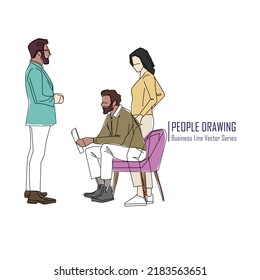 Business multinational People. Vector illustration of various races.
People line drawing vector.