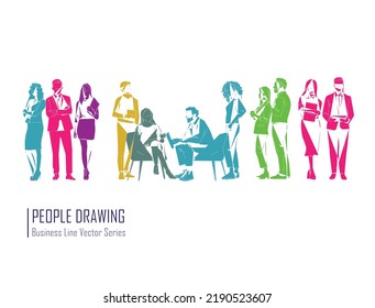 Business multinational People. Vector illustration of various races.
People drawing vector.