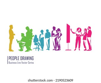 Business multinational People. Vector illustration of various races.
People drawing vector.