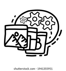 Business multitasking hand drawn icon design, outline black, doodle icon, vector icon.