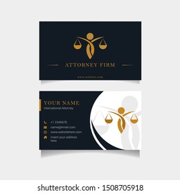 Business name card for Attorney and Lawyer who need branding. This business card template build in vector with lawyer and attorney symbols and illustration.