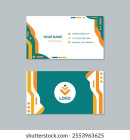 Business Name Card with creative element shapes and cool colors