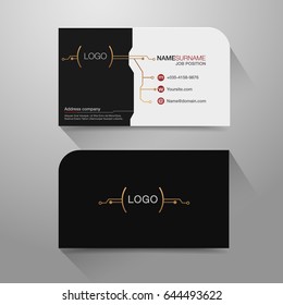 Business name card with Modern design background. Flat Design Vector Illustration. Stationery Design