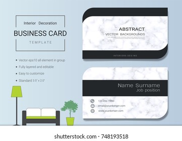 Business name card template for interior designer, Modern and elegant style with marbling texture imitation background, It's fully layered and editable, Easy to customize it to fit your needs.