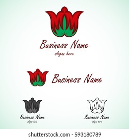 Business name logo template with double letter M to form flower