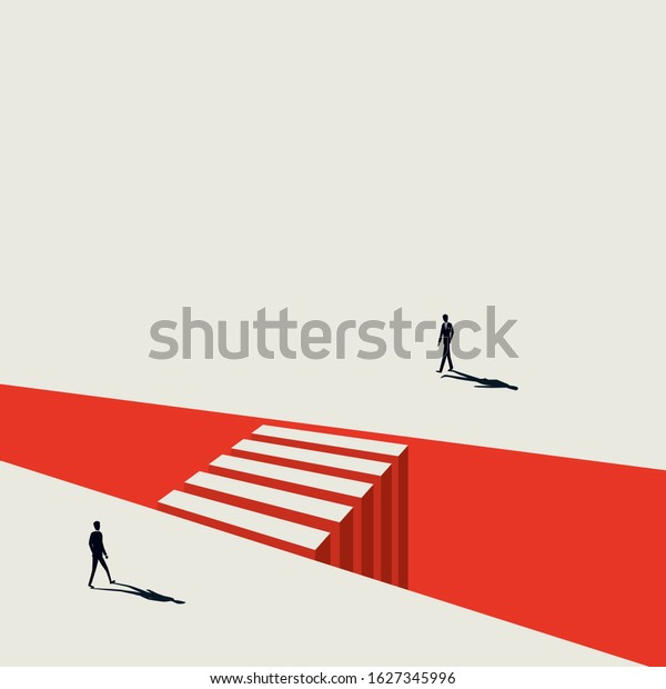 Business negotiation vector concept\
with businessman approaching each other. Symbol of discussion,\
meeting, crossing gaps, building bridges. Eps10\
illustration.