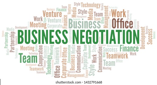 Business Negotiation word cloud. Collage made with text only.