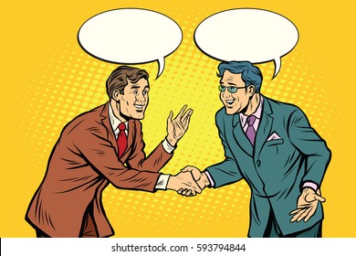 Business Negotiations Businesspeople Shaking Hands. Pop Art Retro Vector Illustration