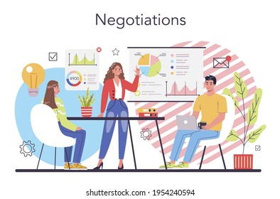 Business negotiations concept. Business meeting and correspondence.