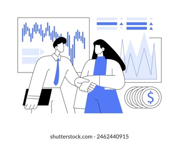 Business negotiations isolated cartoon vector illustrations. Group of business partners shaking hands during negotiations, finance sector, stock market, venture funding vector cartoon.