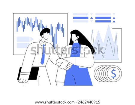 Business negotiations isolated cartoon vector illustrations. Group of business partners shaking hands during negotiations, finance sector, stock market, venture funding vector cartoon.