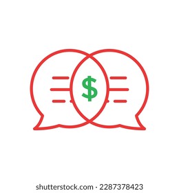 lineares Logo für Geschäftsverhandlungen. Trend im Flachstil, modernes, einfaches, logotypisches Grafikdesign einzeln auf weißem Hintergrund. Konzept des Fintech-Beraters oder Chatbot für den elektronischen Geschäftsverkehr und gute Absprachen