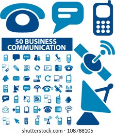 business network & communication icons set, vector