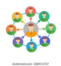 conexão de rede comercial. Conceito de trabalho em equipe, liderança, comunicação, rede social, colaboração, estrutura organizacional, recursos humanos e comunidade.