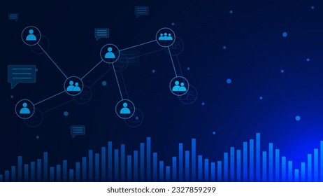 Business network connection or teamwork with growth graph customer. Online payment, digital marketing, business planning and analysis background. Vector illustration.