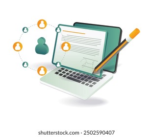 Business network cooperation letter flat illustration