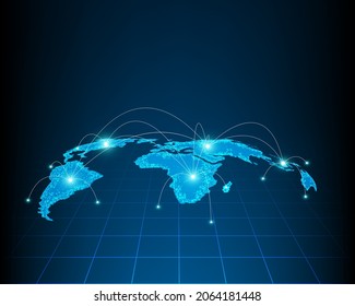business network and exchange on map earth illustration
