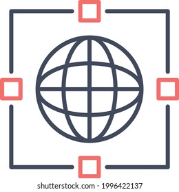 Business network, business flow, globe, connect icon vector image. Can also be used for business and office. Suitable for use on web apps, mobile apps and print media.