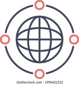 Business network, business flow, globe, connect icon vector image. Can also be used for business and office. Suitable for use on web apps, mobile apps and print media.
