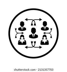 Business network icon. Black vector graphics.