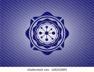 business network icon with denim texture