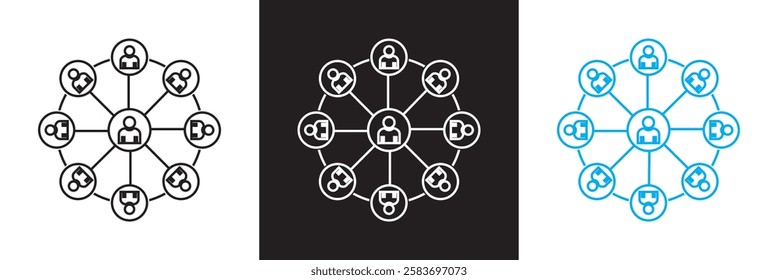 Business network icon. Editable stroke. isolated on white and black background. vector illustration. EPS 10