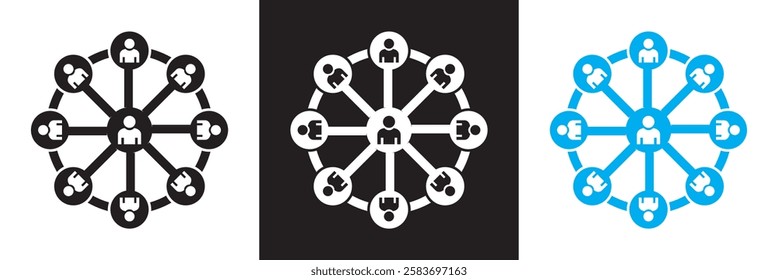 Business network icon. Editable stroke. isolated on white and black background. vector illustration. EPS 10