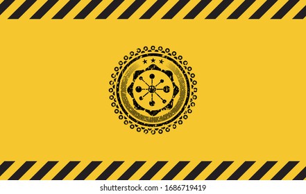 business network icon grunge warning sign emblem. Vector Illustration. Detailed.