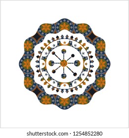 business network icon inside arabesque emblem background. arabic decoration.