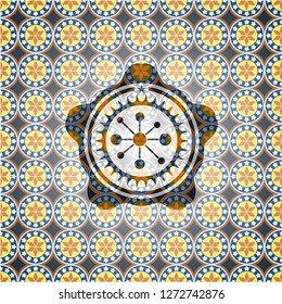 business network icon inside arabesque style badge. arabic decoration.