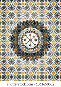 business network icon inside arabesque badge background. arabic decoration.