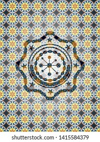 business network icon inside arabesque style emblem. arabic decoration.