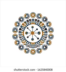 business network icon inside arabesque emblem background. arabic decoration.