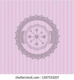business network icon inside badge with pink background