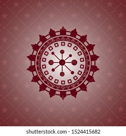 business network icon inside badge with red background