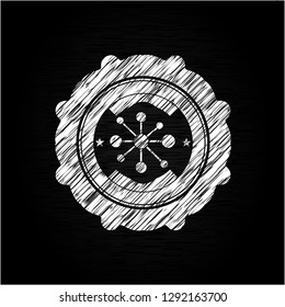 business network icon inside chalkboard emblem