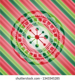business network icon inside christmas badge.